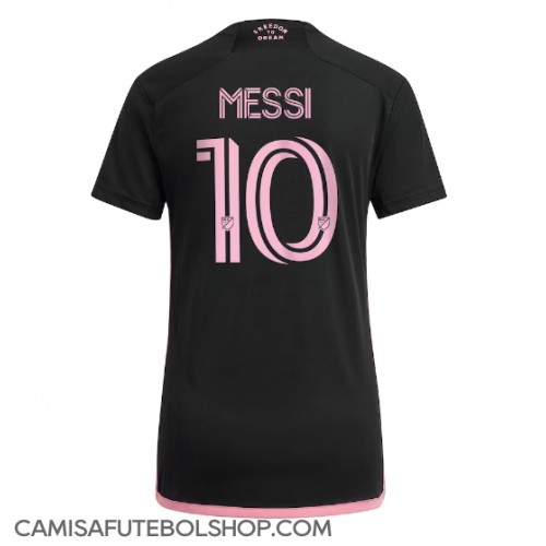 Camisa de time de futebol Inter Miami Lionel Messi #10 Replicas 2º Equipamento Feminina 2023-24 Manga Curta